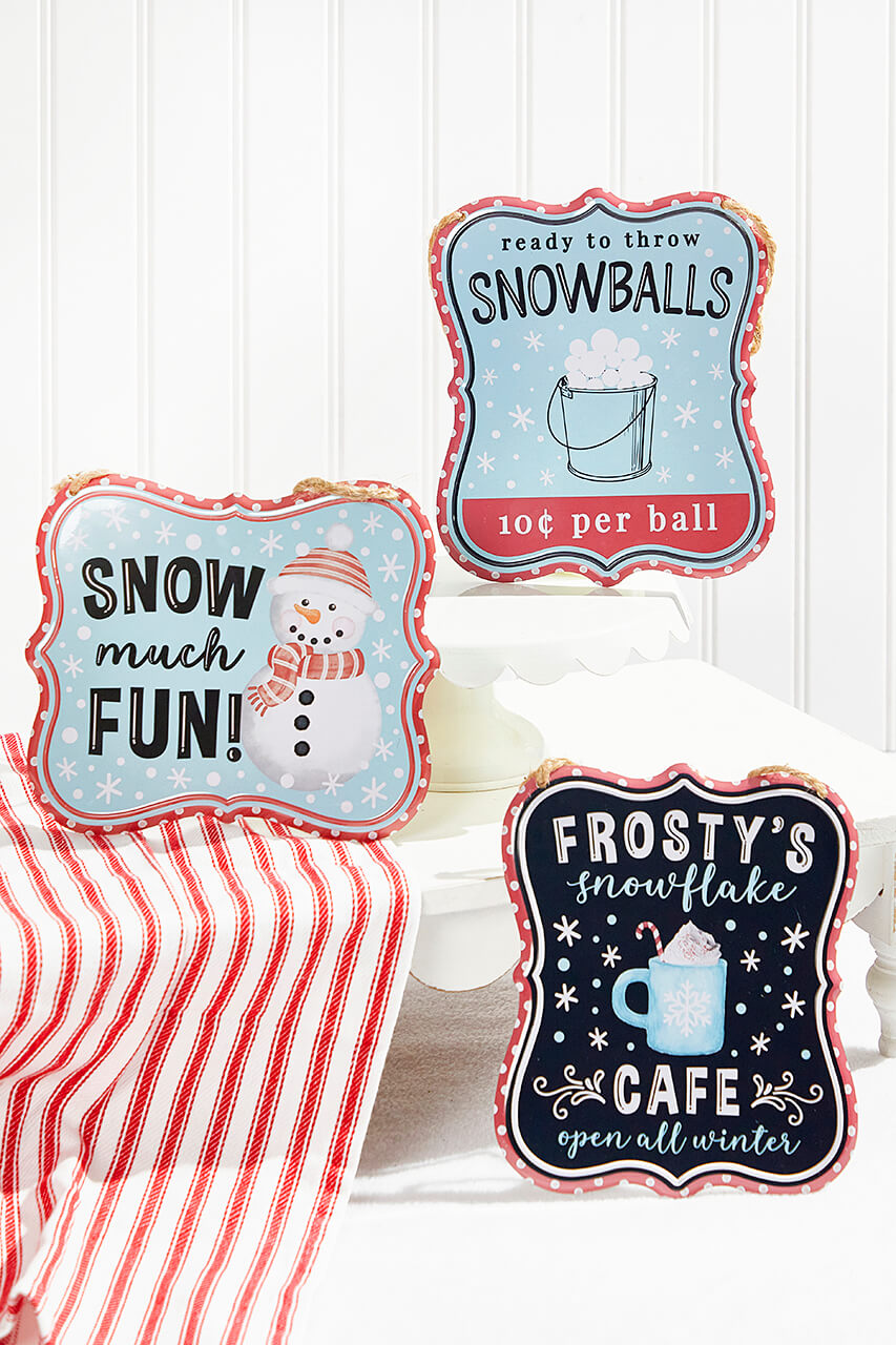 7"x 6" Assorted Embossed Winter Sign
