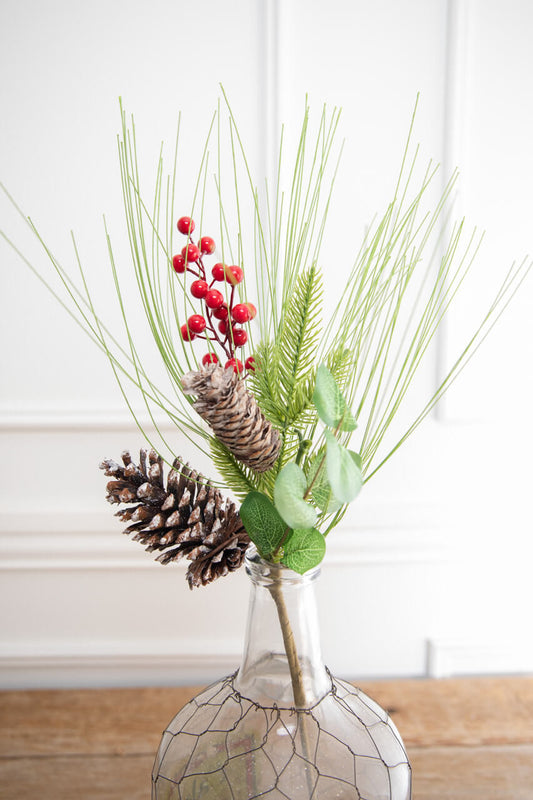 Pine Berry Cone Spray 18 Inch Christmas Decoration