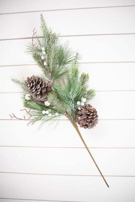 29" Pine Berry Bell Spray Rustic Holiday Decoration