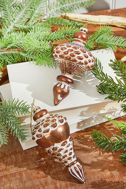 6? Pinecone Finial Glass Ornament Woodland Elegance for Holiday Decor