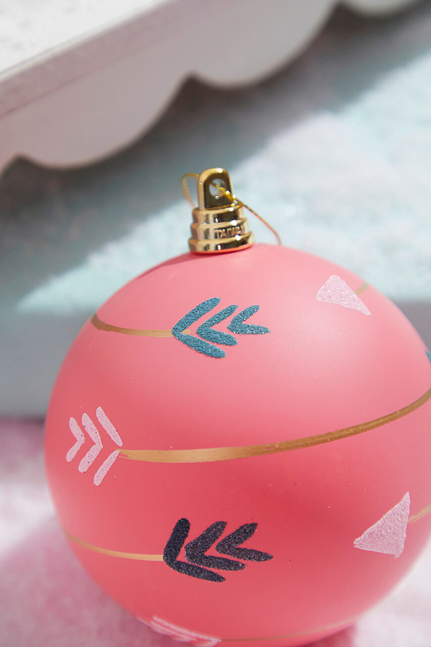 4" Pink With Arrows Ball Ornament