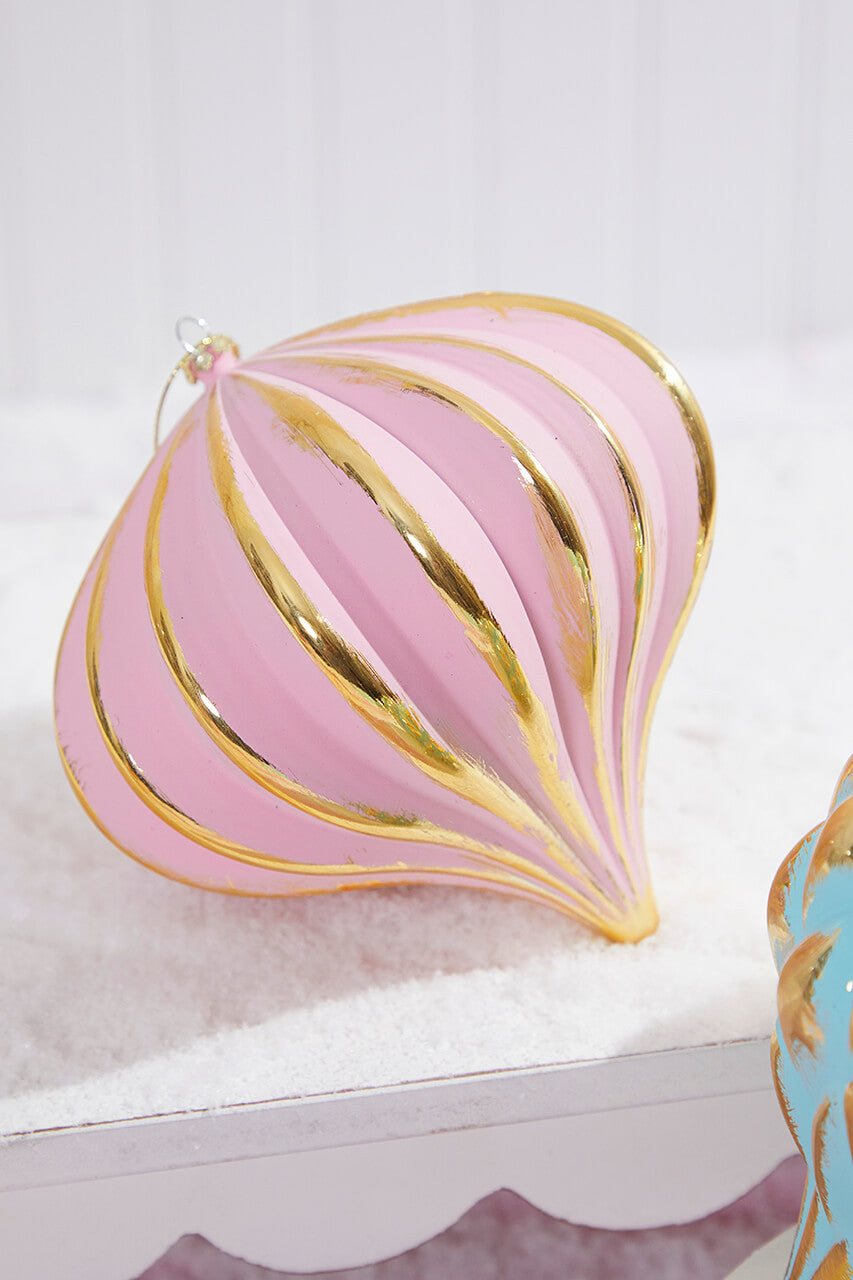 6? Pink-Gold Onion Ornament Elegant Velvet Finial Accent