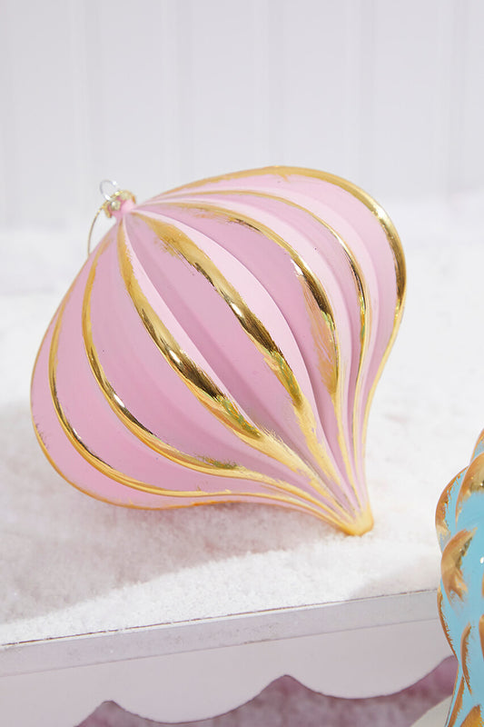 6? Pink-Gold Onion Ornament Elegant Velvet Finial Accent
