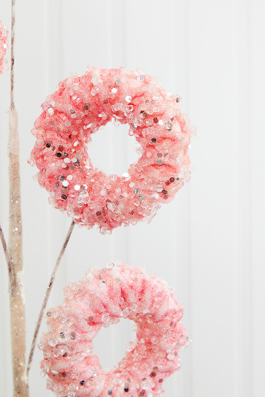 27" Pink Iced Candy Donut Spray