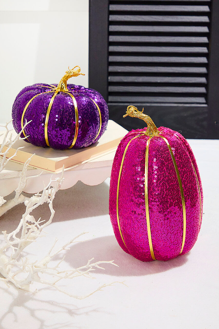 10" Pink Sequin Pumpkin