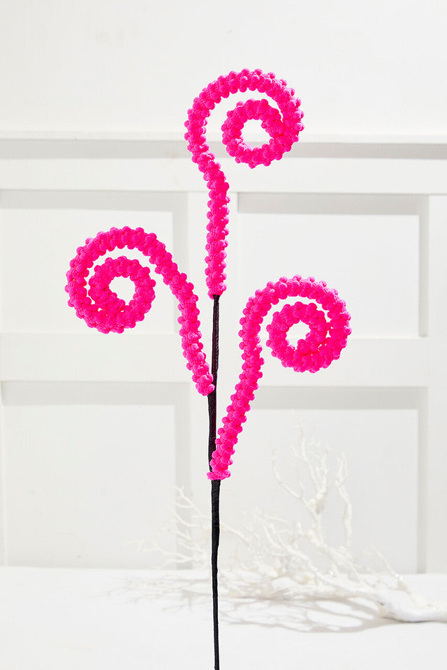 28" Pink Puff Chenille Spiral Curly Spray for Fun and Vibrant Floral Arrangements