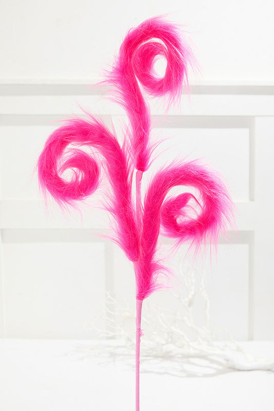 28" Pink Furry Spiral Curly Spray Fun and Fluffy Festive Decor