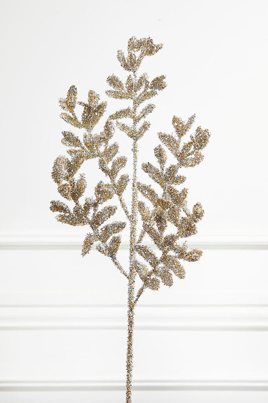 32" Platinum Acanthus Leaves Christmas Spray Metallic Holiday Stem for Elegant Floral Arrangements & Seasonal Décor