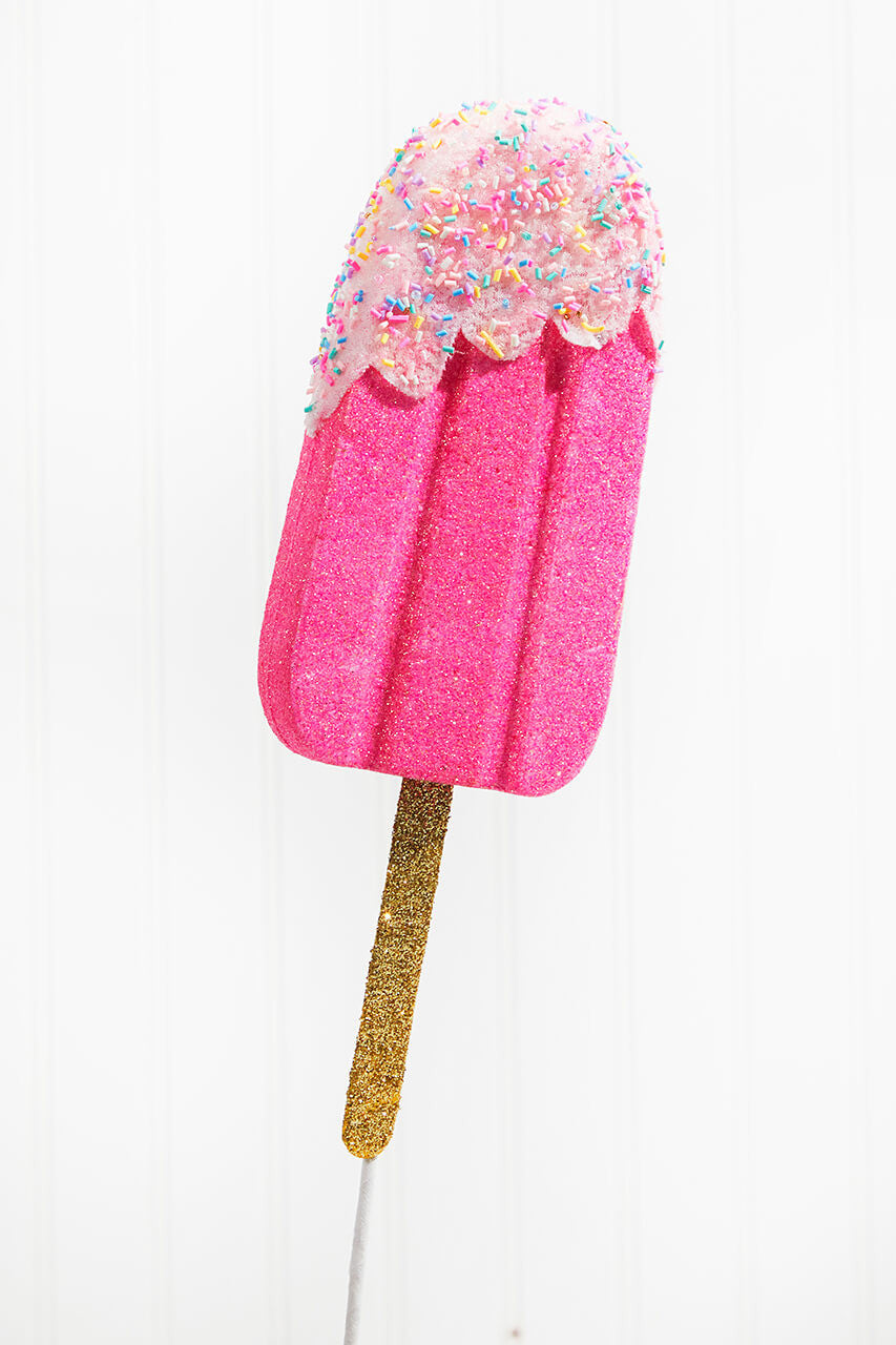 21” Hot Pink Sprinkle Popsicle Spray Artificial Candy Christmas Stem for Holiday Tree and Sweet-Themed Décor