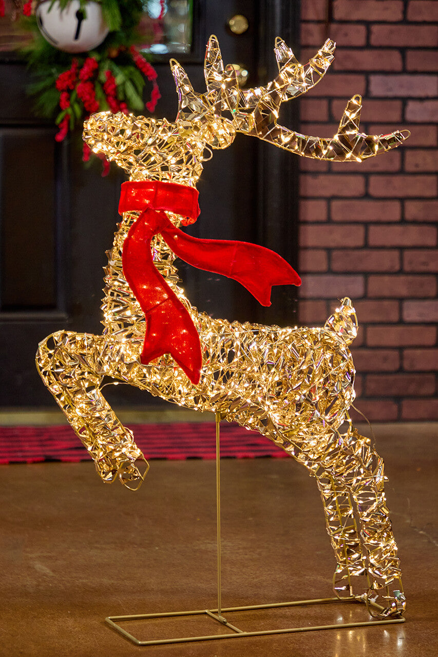 3.3' LED Prancing Reindeer with Red Bow and 720 Warm White Lights