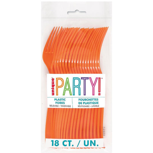 Pumpkin Orange Solid Plastic Forks - 18ct | USA Decoration®