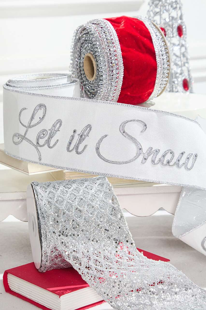 Red & Silver Ribbon Mini Bundle for Elegant Holiday Decor