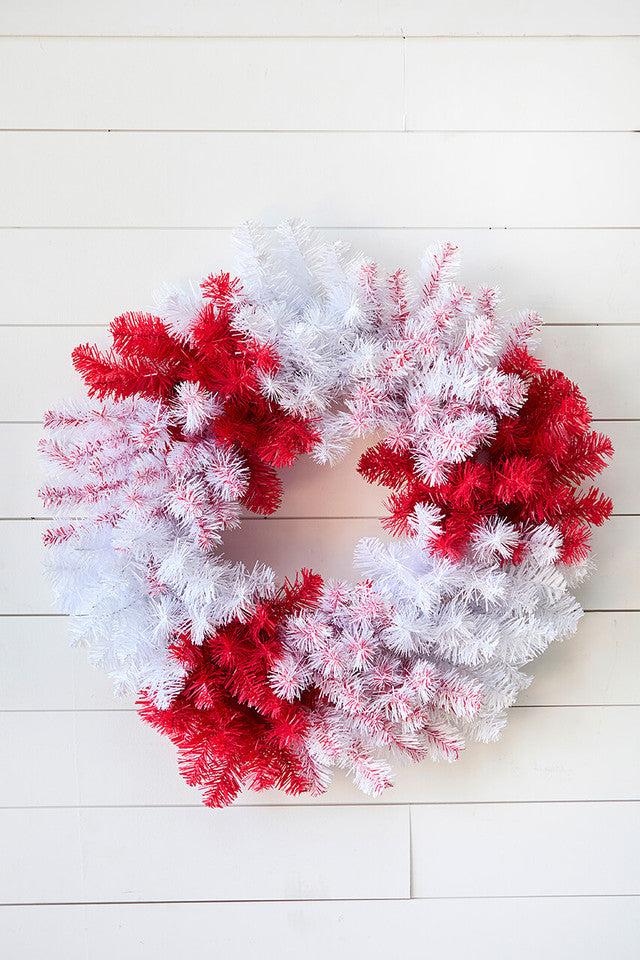 30" Red and White Caprico Wreath Large Decorative Wreath for Front Door or Year-Round Display