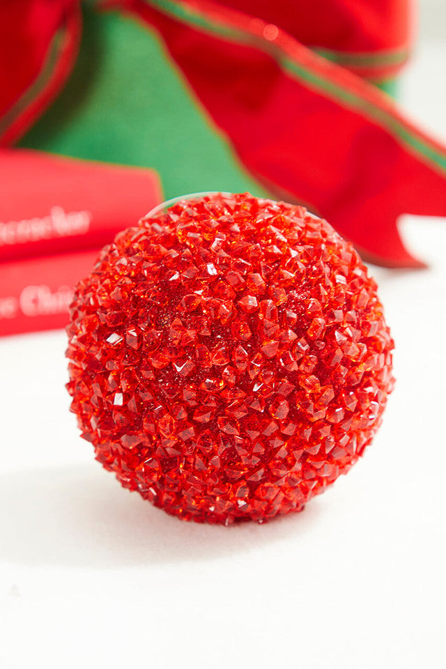 4” Red Crystal Ball Ornament for Holiday Decor
