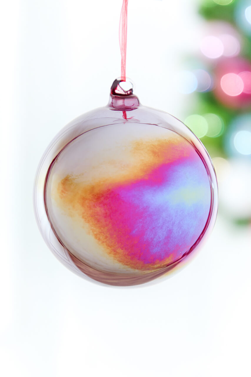 5" Iridescent Red Glass Ball Ornament