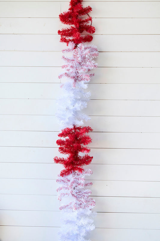 9' x 12" Red and White Caprico Garland Classic Christmas Garland for Mantels, Stairs & Holiday Displays