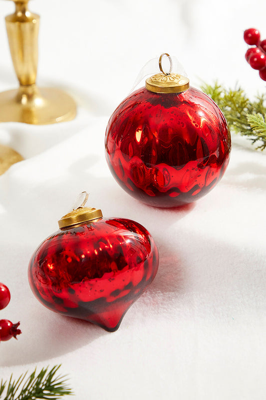 4 Inch Red Glass Christmas Ornament Holiday Decoration