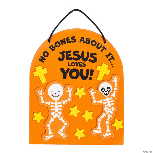 Religious Halloween No Bones About it Jesus Loves You Craft Kit - Makes 12 | USA Decoration®