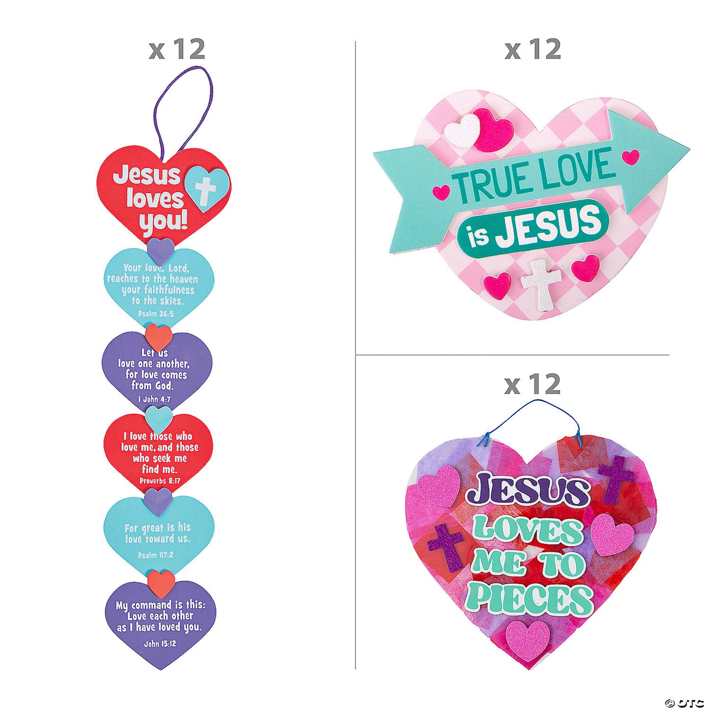 Religious Valentine Hearts Craft Kit Assortment - Makes 36 | USA Decoration®