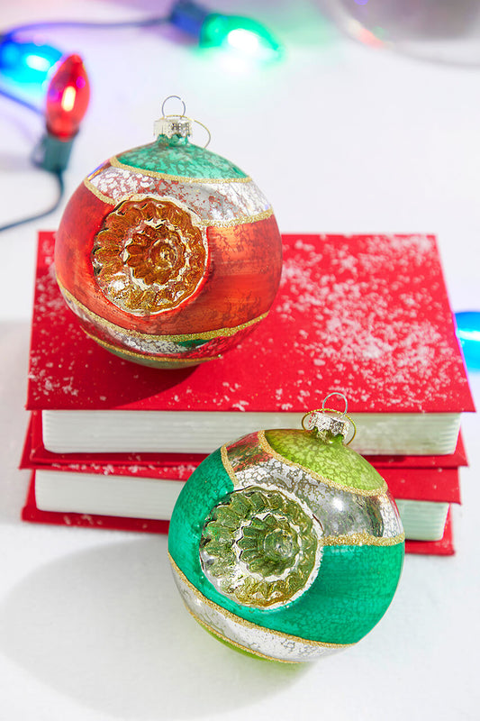 4” Mercury Glass Reflector Ball Ornament Vintage-Inspired Christmas Tree Decoration with Reflective Finish