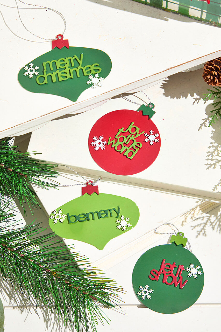 2 Inch Metal Christmas Words Ornament Holiday Decoration