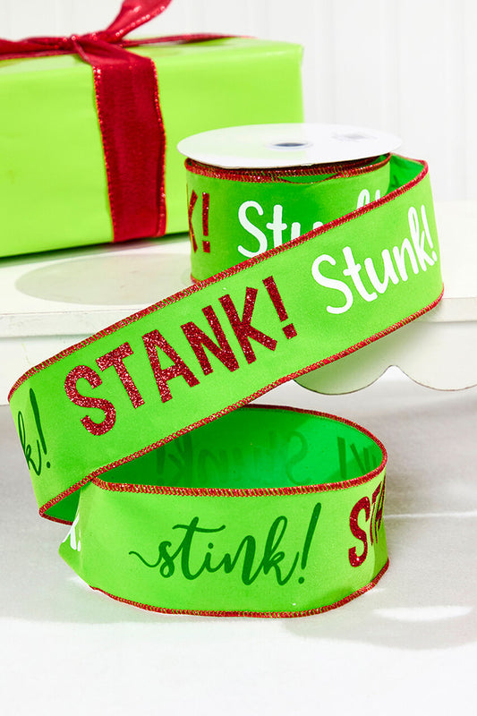 2.5" x 10 Yards "Stink! Stank! Stunk! Holiday Ribbon Fun Christmas Craft & Gift Wrap Trim