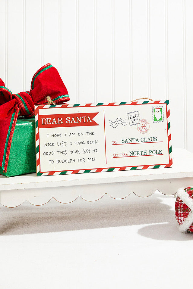 12.5"L x 6"H Dear Santa Postcard Sign Christmas Decoration