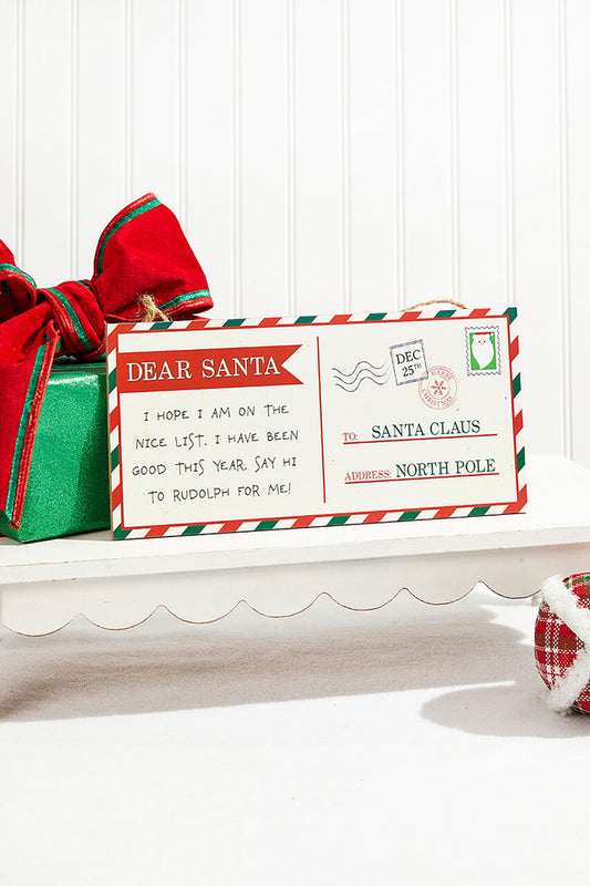 12.5"L x 6"H Dear Santa Postcard Sign Christmas Decoration