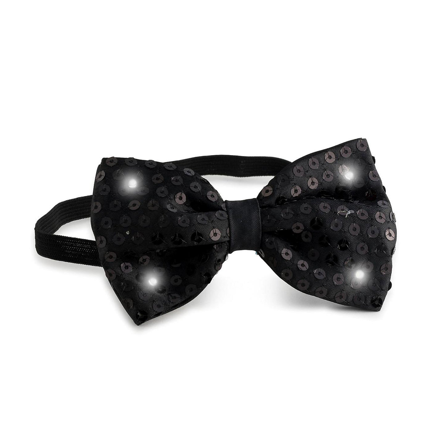 Sequin Bow Tie with LED Lights - Black