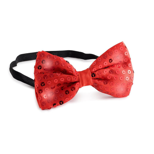 Sequin Bow Tie with LED Lights - Red