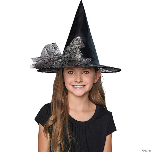 1 Piece(s): Kids Black Witch Hat with Tulle Bow | USA Decoration®