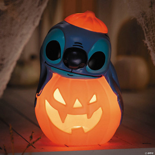 12" Light-Up Lilo Stitch™ Stitch Pumpkin Stack Halloween Tabletop Decoration | USA Decoration®