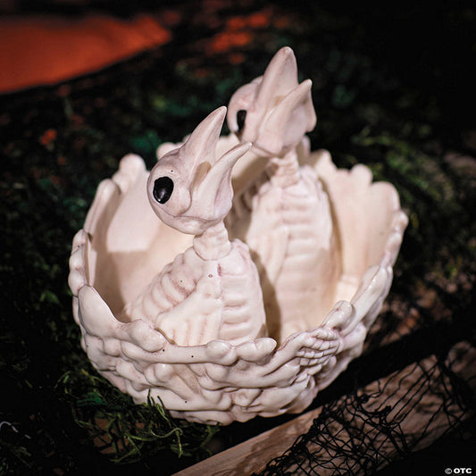 5 1/2" Bone Bird Nest with Baby Bird Skeletons Halloween Decoration | USA Decoration®