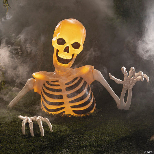 7 Ft. 5" x 4 Ft. Light-Up Groundbreaker Skeleton Halloween Decoration | USA Decoration®