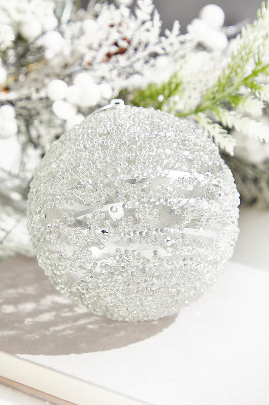 4" Silver Sequin Iced Ball Ornament Sparkling Holiday Decoration