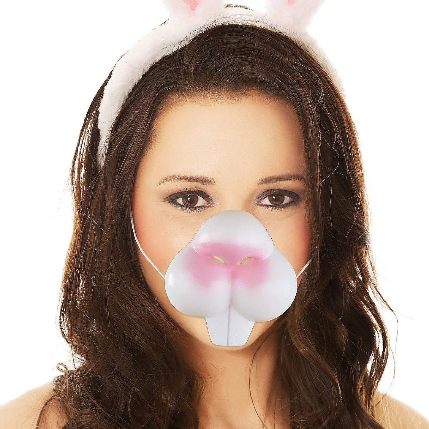 Skeleteen Bunny Rabbit Costume Nose - Bunny Nose and Teeth Costume Accessory Face Mask for Adults and Children White