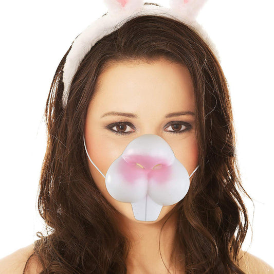 Skeleteen Bunny Rabbit Costume Nose - Bunny Nose and Teeth Costume Accessory Face Mask for Adults and Children White