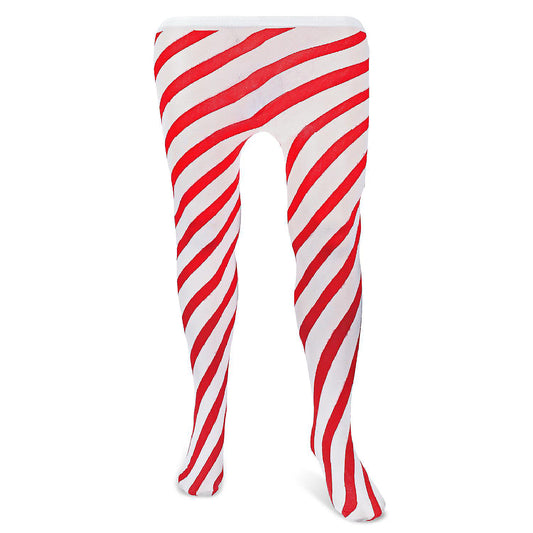 Skeleteen Candy Cane Striped Tights – Red and White Diagonally Striped Nylon Stretch Stocking Accessories for Men, Women and Teens | USA Decoration®