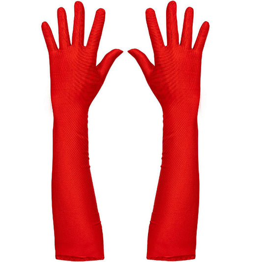 Skeleteen Red Satin Opera Gloves - Roaring 20's Fancy Flapper Elbow Gloves - 1 Pair | USA Decoration®