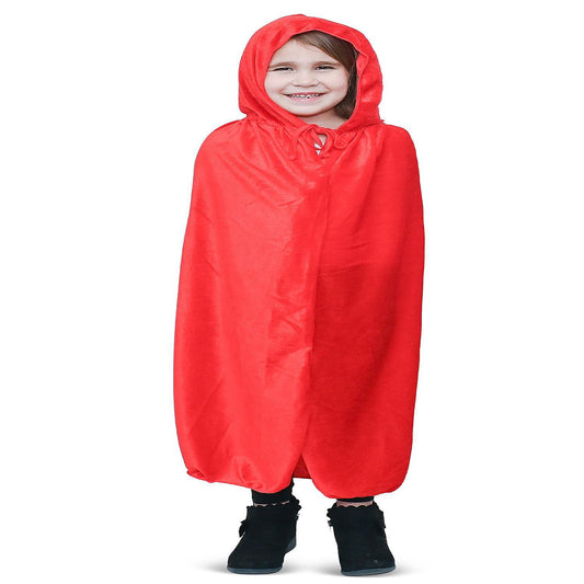 Skeleteen Red Velvet Hooded Cape - Kids Long Velour Vampire and Superhero Halloween Costume Cloak with Hood for Boys and Girls | USA Decoration®