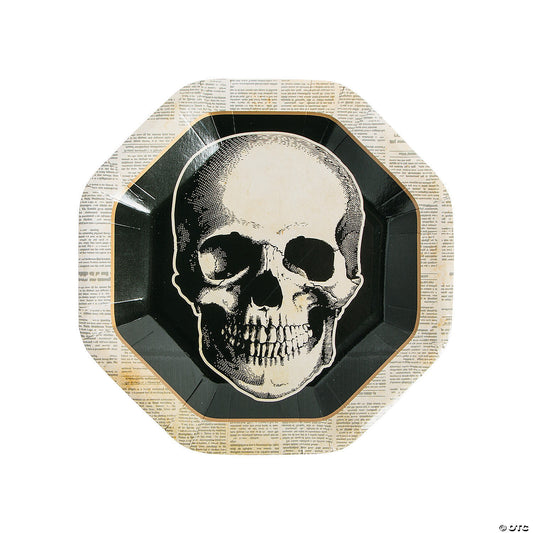 Skull Vintage Halloween Paper Dinner Plates - 8 Ct.