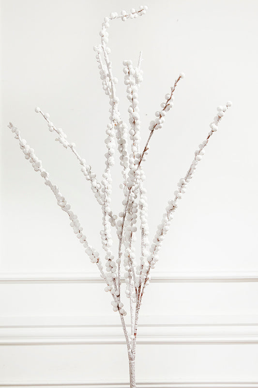 White Snow Berry Branch 40" Artificial Winter Stem for Christmas Floral Arrangements & Holiday Décor