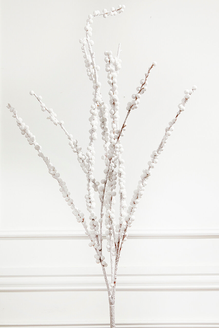 White Snow Berry Branch 40" Artificial Winter Stem for Christmas Floral Arrangements & Holiday Décor
