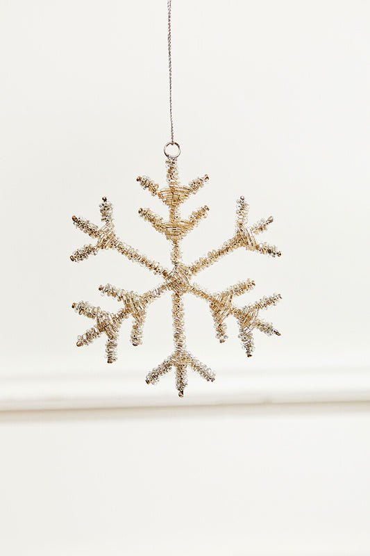 5 Inch Glass Beaded Snowflake Ornament Christmas Decoration