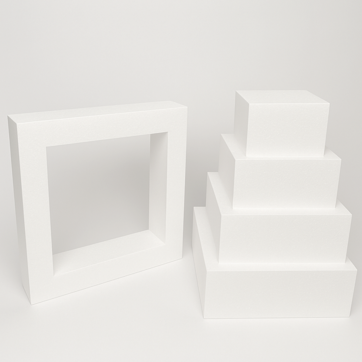 Oasis Supply "Hollow Donut Style EPS Styrofoam Dummy Cake Set - 5" High by 6" 8" 10" 12" 14" -- Stack up to 5 Tiers