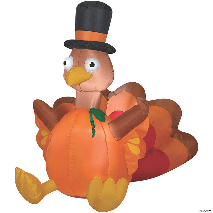 1 Piece(s): 6 Ft. Blow-Up Inflatable Turkey Pumpkin with Built-In LED Lights Outdoor Yard Decoration | USA Decoration®