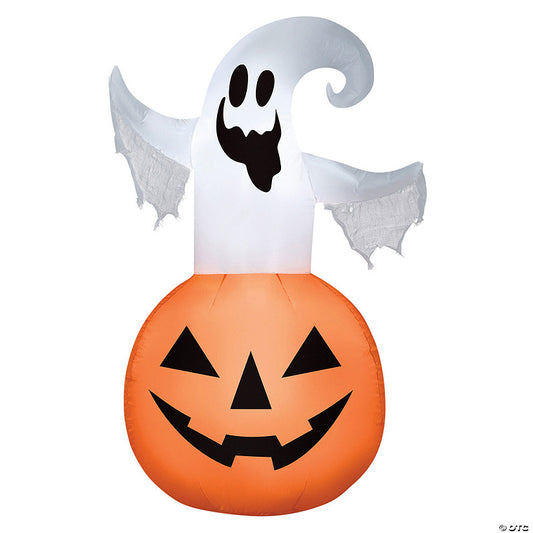 53" Blow-Up Inflatable Ghost Jack-O’-Lantern with Built-In LED Lights Outdoor Yard Decoration | USA Decoration®
