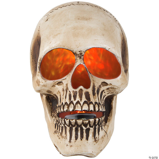 10" LightshowFire Ice™ Flaming Skull Projection Light Halloween Decoration | USA Decoration®