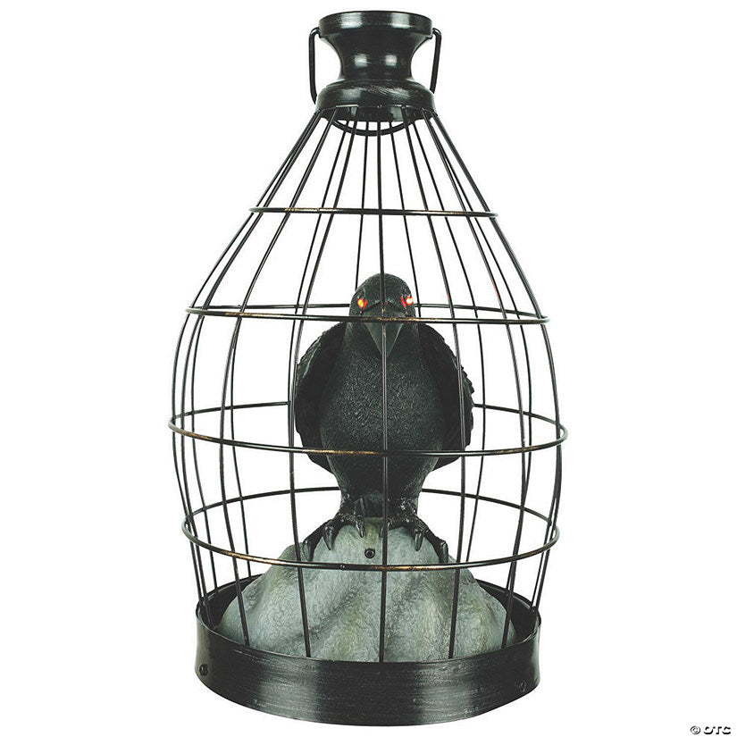 15" Animated Crow in Cage | USA Decoration®