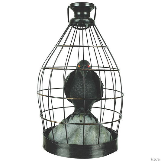15" Animated Crow in Cage | USA Decoration®